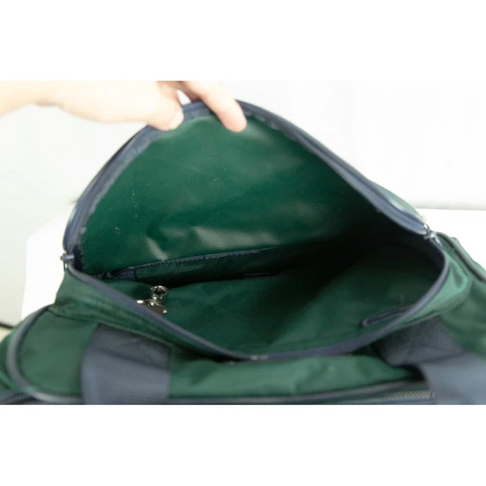 Lands End Vintage Forest Green Canvas Carry-on Bag with Navy Trim